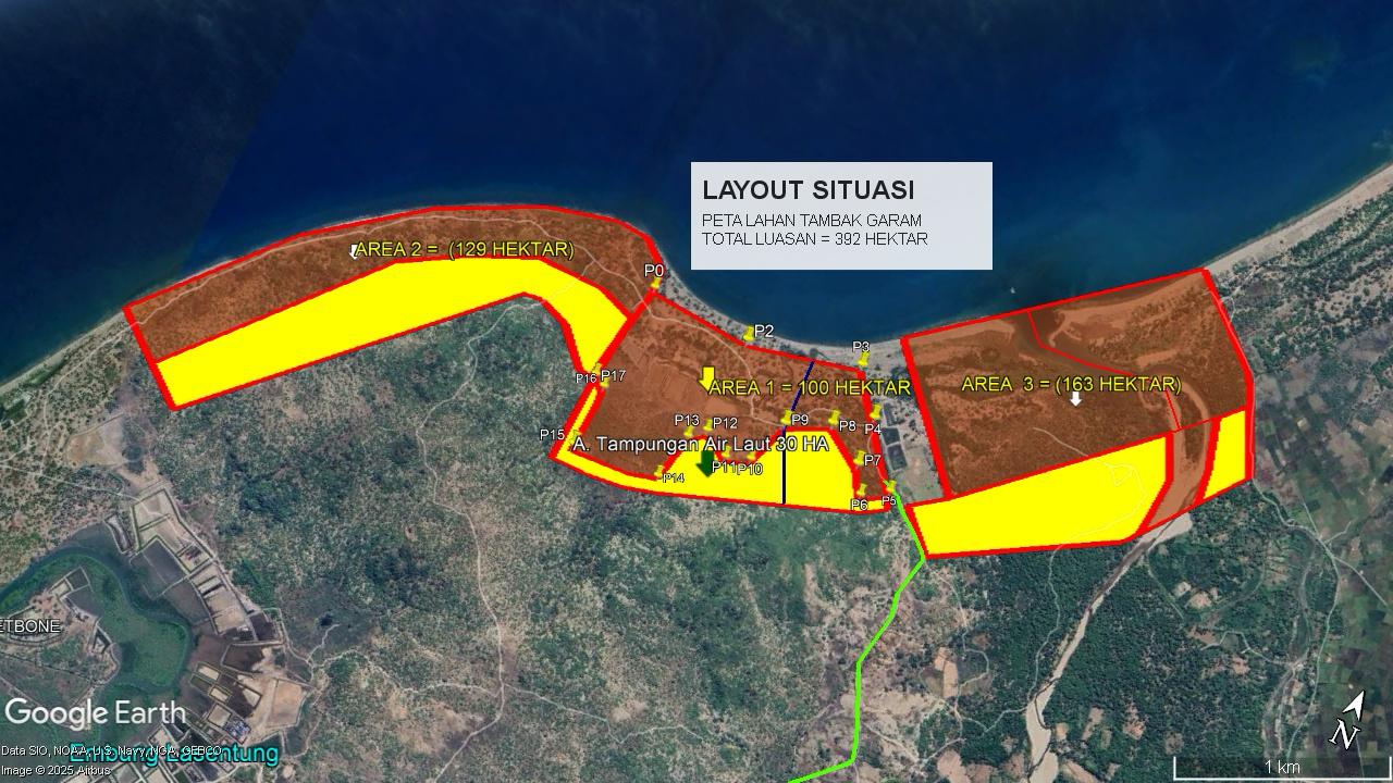 Peta lahan tambak garam di Wilayah Asu-Asu, Kabupaten Timor Tengah Utara (TTU), Nusa Tenggara Timur (NTT). (Foto: BNPP RI)