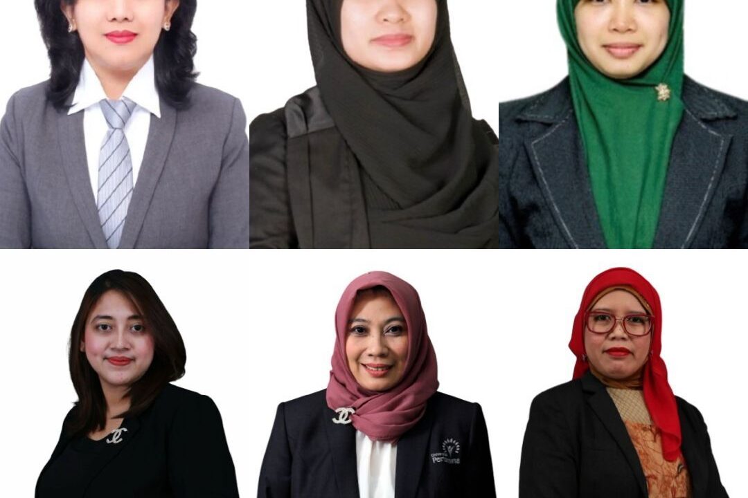 Top row (left to right): Dr. Dumex Sutra Pasaribu, Dr. Nonni Soraya Sambudi, and Dr. Nila T. Berghuis, S.Si., M.Si. Bottom row (left to right): Assoc. Prof. Dr. Eng. Ir. Mega Mutiara Sari, S.T., M.Si., CSDS., CSRS., Dr. Ir. Farah Mulyasari, S.T., M.Sc., and Eka Puspitawati, Ph.D. (Photo: UPER Documentation)