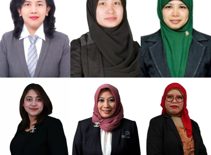 Top row (left to right): Dr. Dumex Sutra Pasaribu, Dr. Nonni Soraya Sambudi, and Dr. Nila T. Berghuis, S.Si., M.Si. Bottom row (left to right): Assoc. Prof. Dr. Eng. Ir. Mega Mutiara Sari, S.T., M.Si., CSDS., CSRS., Dr. Ir. Farah Mulyasari, S.T., M.Sc., and Eka Puspitawati, Ph.D. (Photo: UPER Documentation)